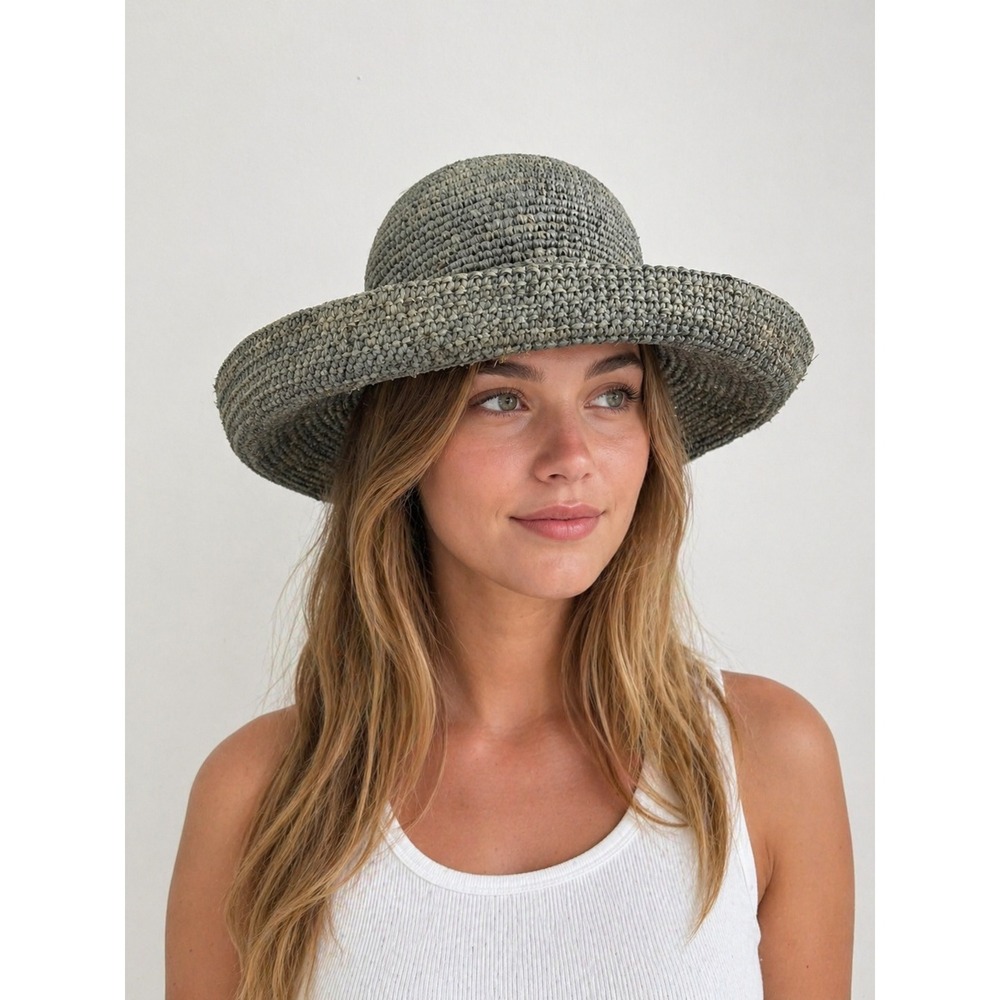 Kooringal Australia Sage Green 100% Raffia Wide Brim Sun Hat One Size 57 cm